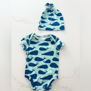 Hanna Anderson Baby Onesie and Hat Set, 3-6 Months, never worn